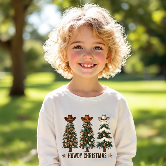 Howdy, Western Christmas T-shirt Boy or Girl 2 3 4 5 6 7 8 10 S-XL Western Tees - Picture 4 of 9
